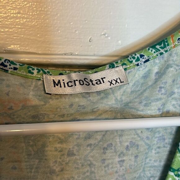 Microstar Women’s Green and Orange patterned knee length vneck dress size XXL - Picture 5 of 6